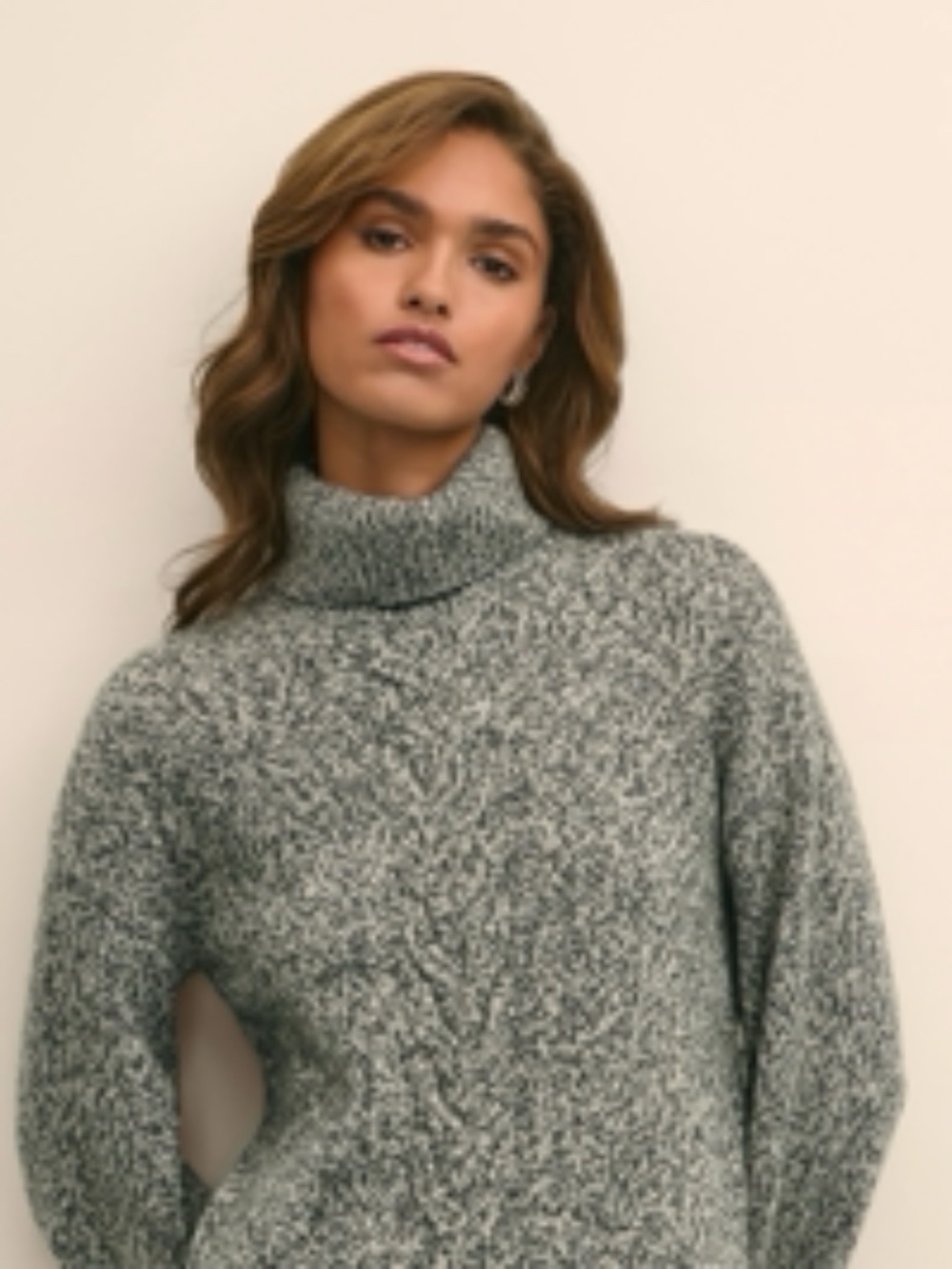 Brooks Brothers Merino Wool Blend Marled Cable-Knit Turtleneck Sweater NWT